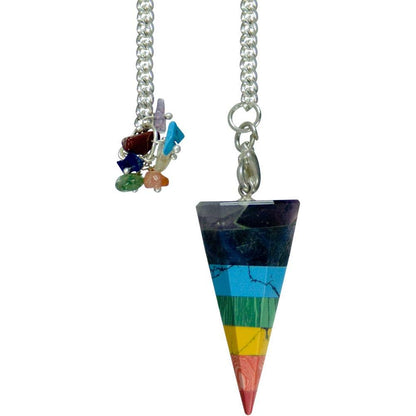 7 Layered Chakra Stone Hexagonal Pendulum – Energy Healing &amp; Spiritual Balance Tool
