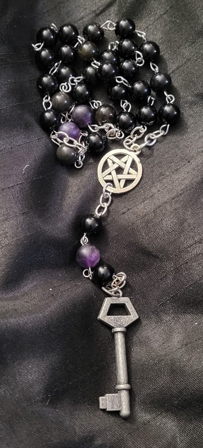 Obsidian and Amethyst Hekate Rosary