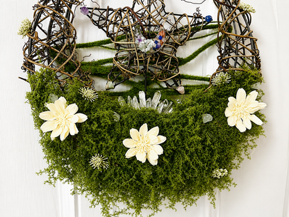 Celestial crystal moon and star wreath