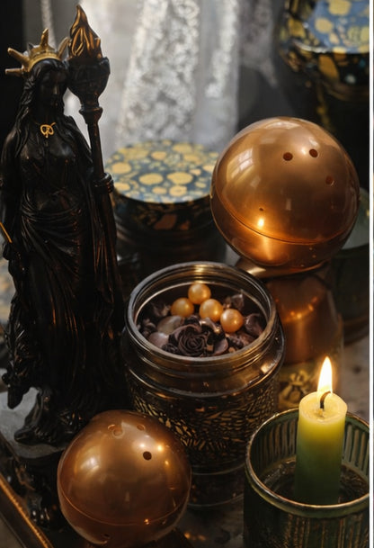 Golden Relic Mystery Capsule – Intuitively Curated Ritual Set | Crystals, Jewelry, Altar Tools