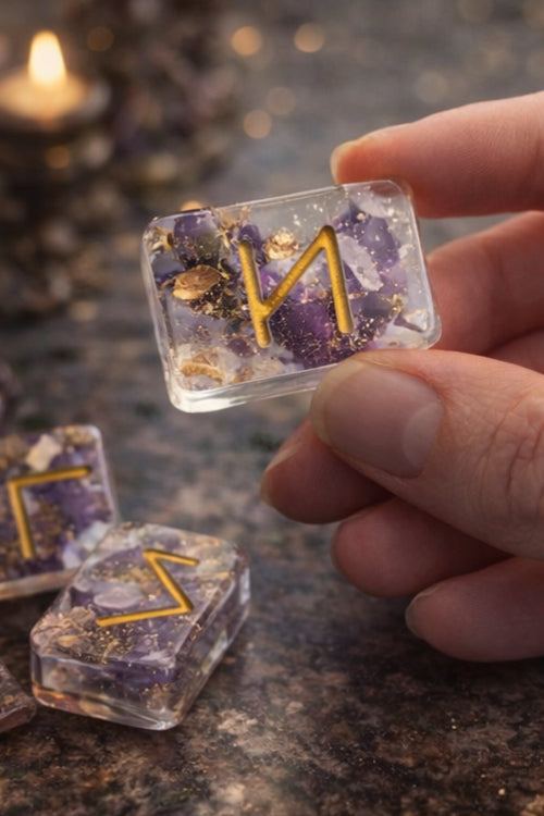 Handmade Rune Set with Guidebook – Beginner Divination Runes | Resin Runes, Witchcraft Tools