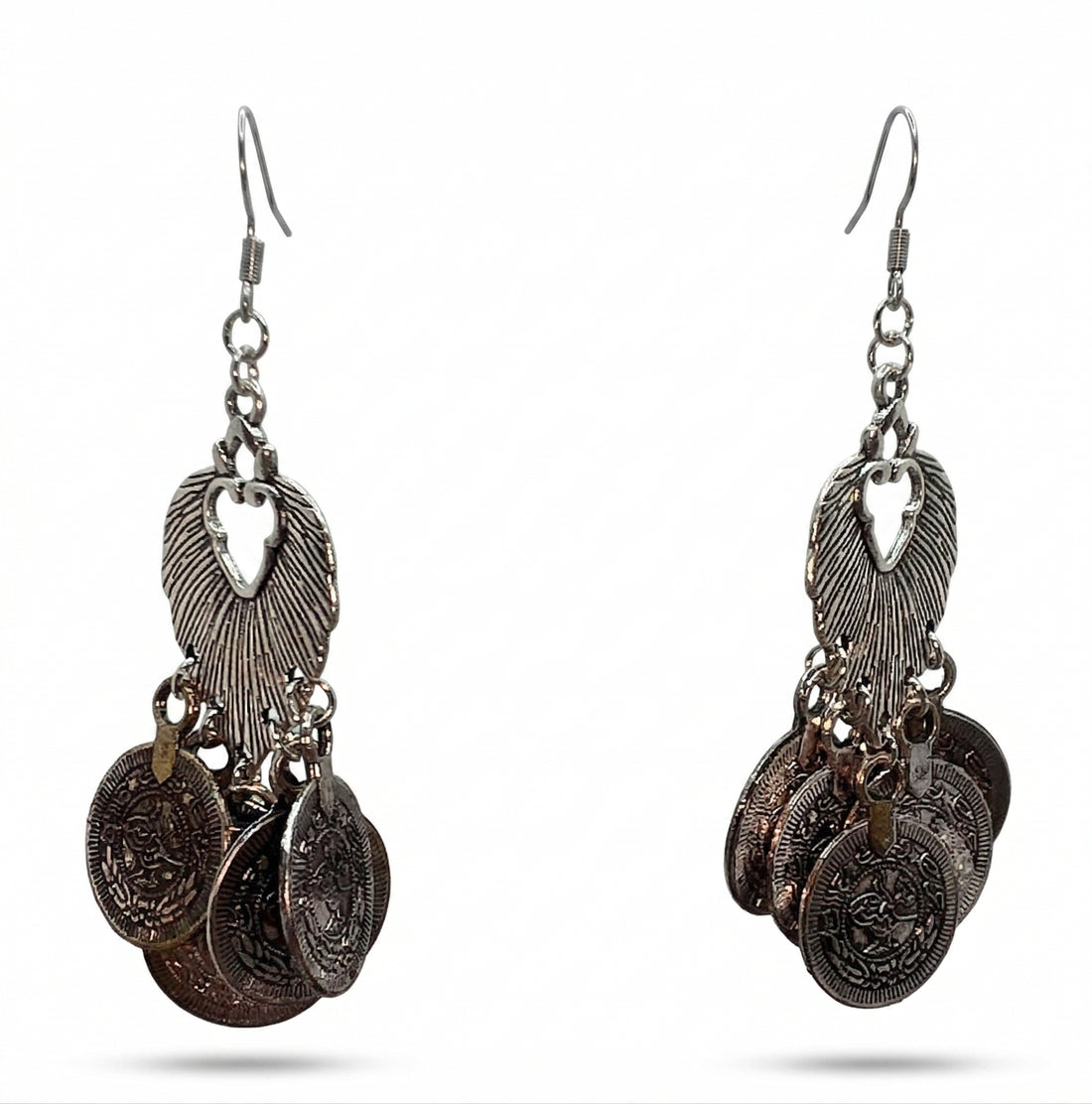 Prosperity Charm Green Bead &amp; Coin Earrings