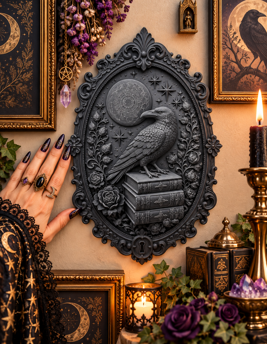 Victorian Gothic 3D Frame Collection - The Raven on Books