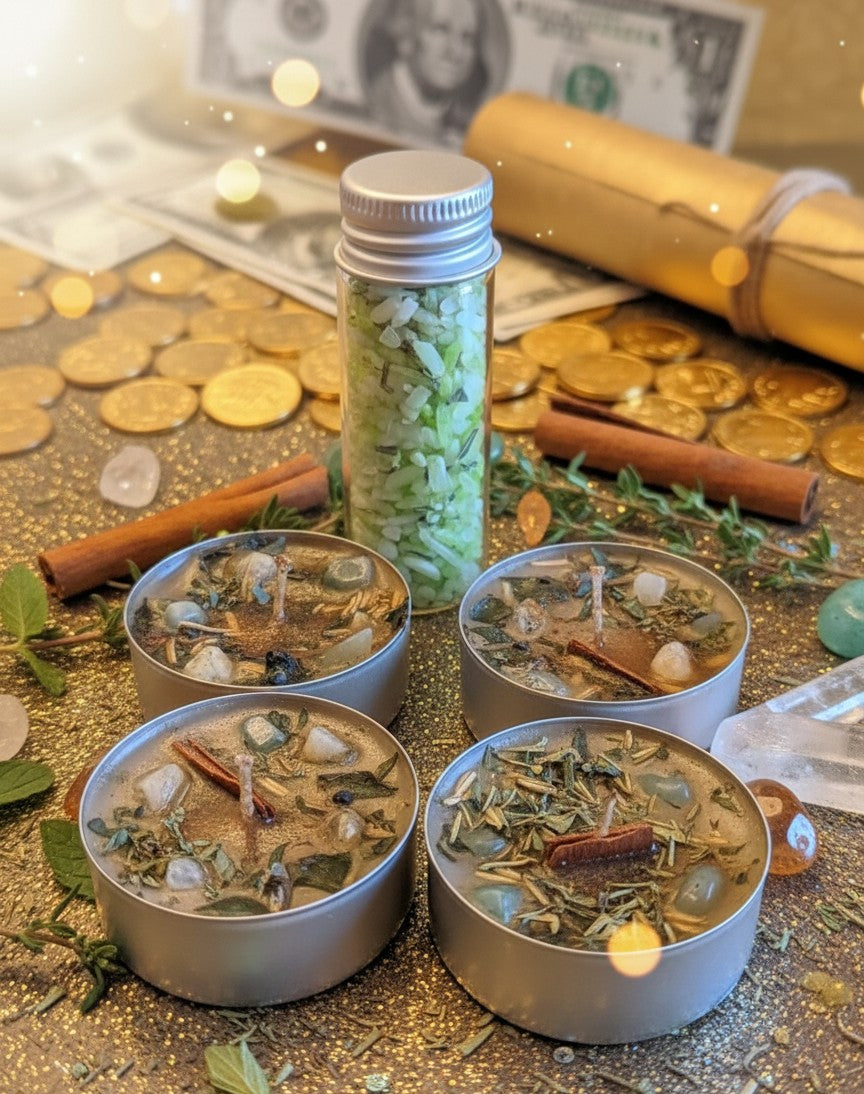 Prosperity Kit | Tea Light &amp; Money Rice | Money Bowl Set