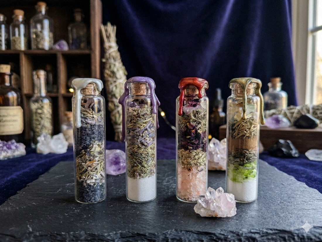 The Ritual Quartet Spell Jars Protection, Dream, Love, &amp; Prosperity Moon Charged