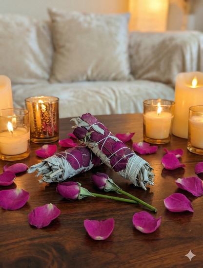 Sage and Rose Smudge Bundle | Energy Cleansing Ritual