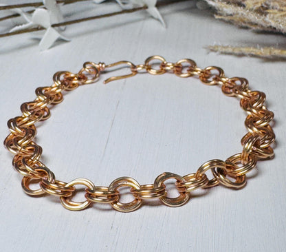 Wire Wrapped Gold Chain Link Bracelet