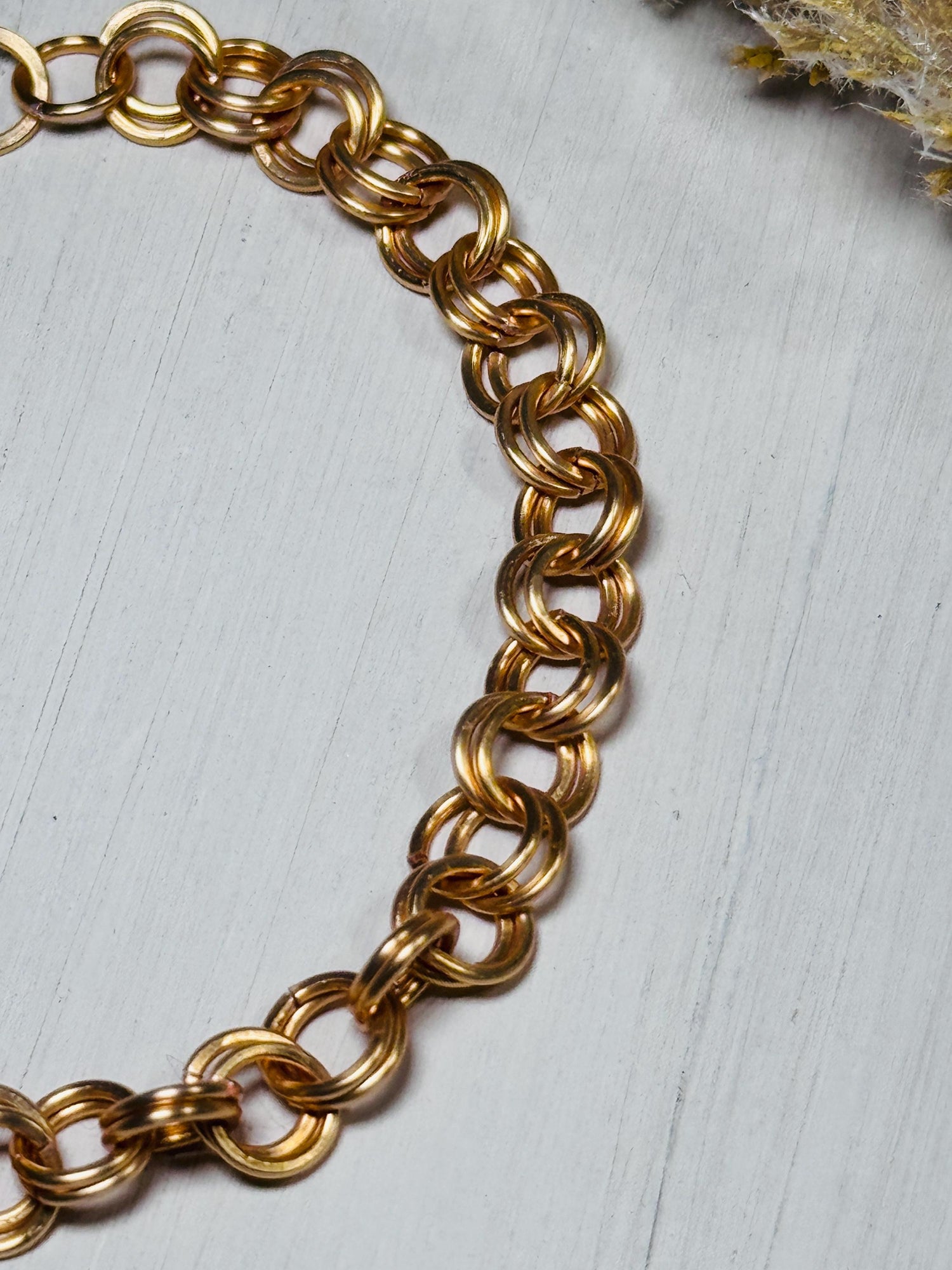 Wire Wrapped Gold Chain Link Bracelet