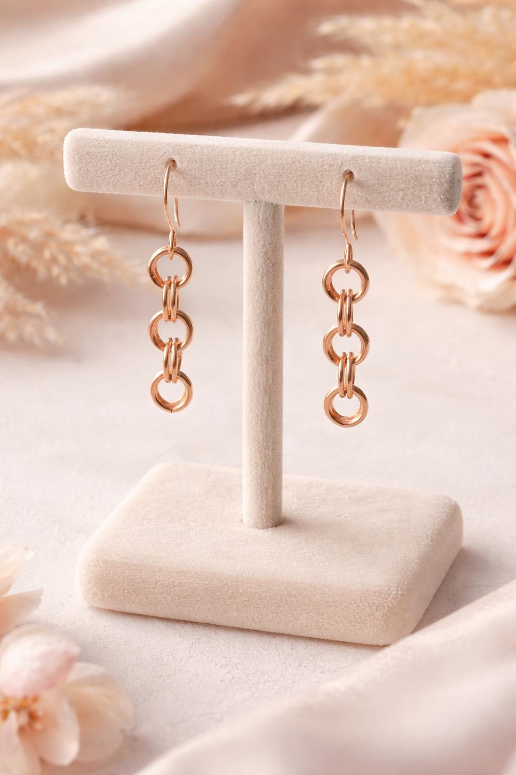 Gold Link Earrings, Minimal Gold Dangle Earrings