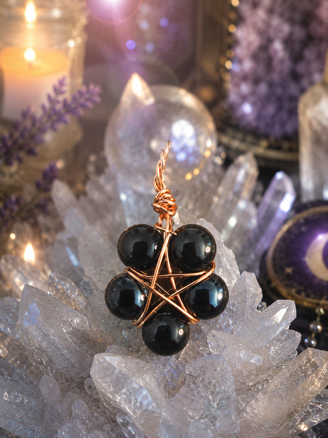 Guardian Pentacle - Hematite &amp; Black Tourmaline