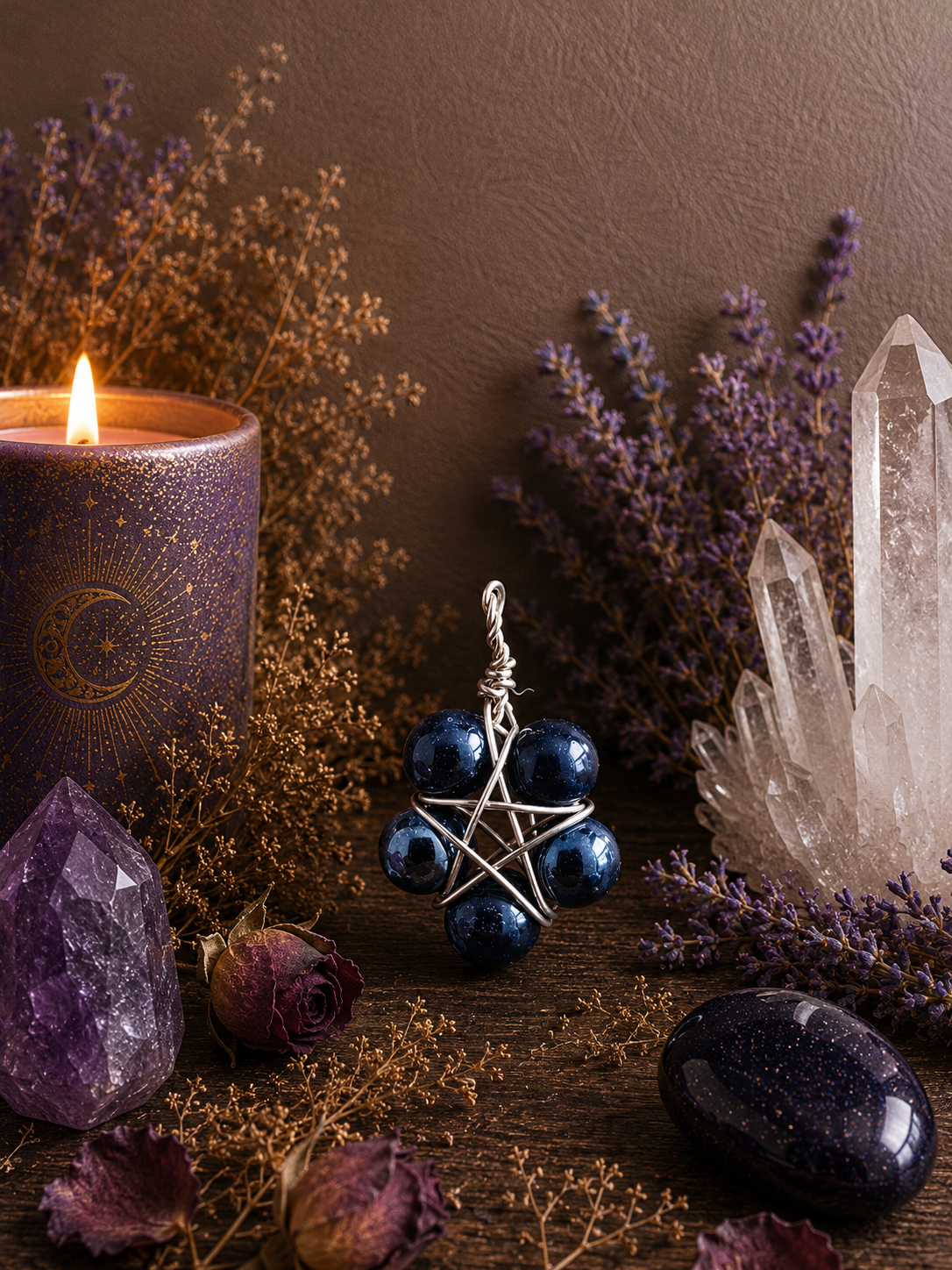 The Guardian Pentacle - Hematite &amp; Blue Goldstone