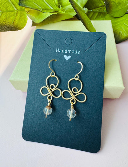 Gold wire wrapped earrings with Herkimer Diamonds