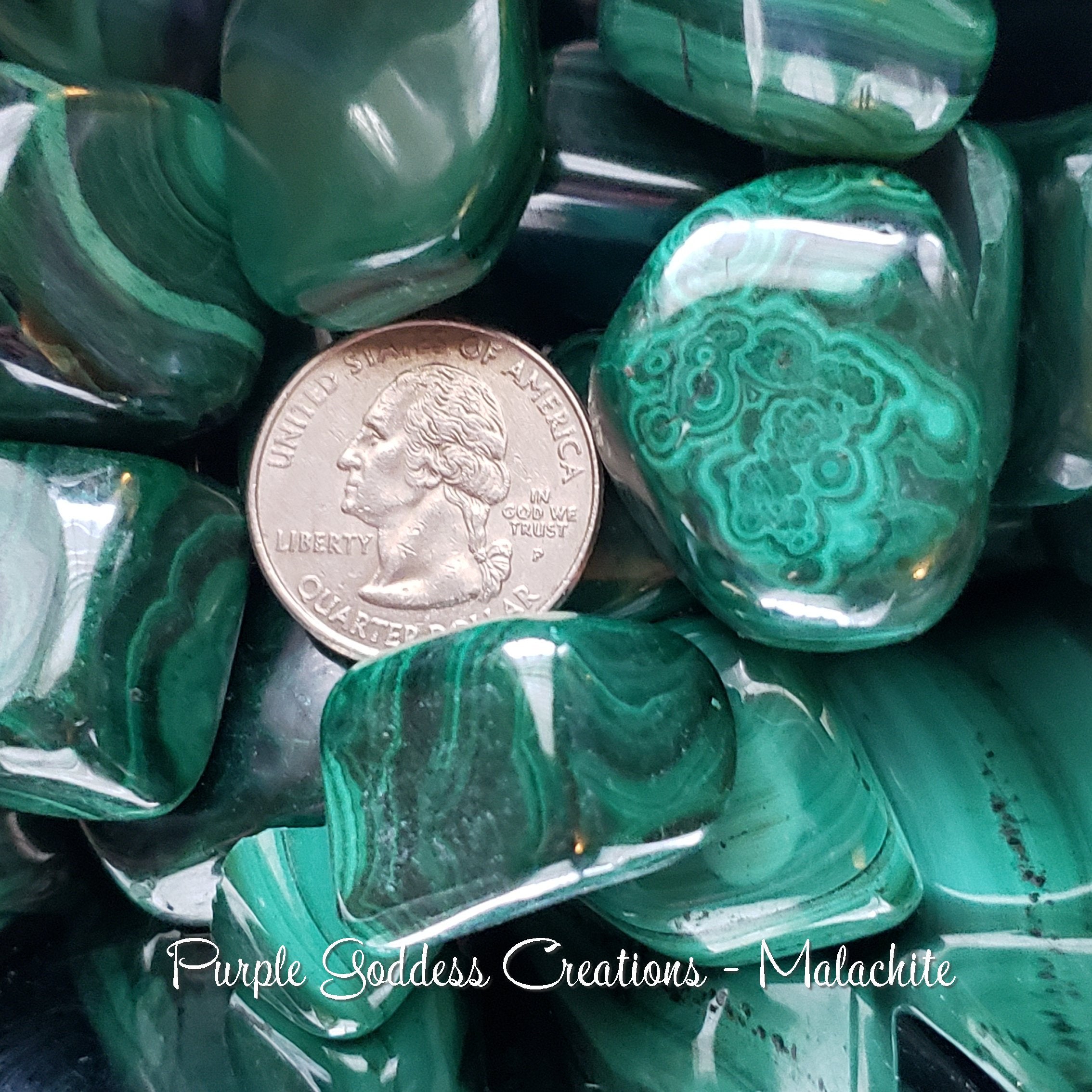Tumbled Malachite Crystal, Healing, Creativity, and Protection