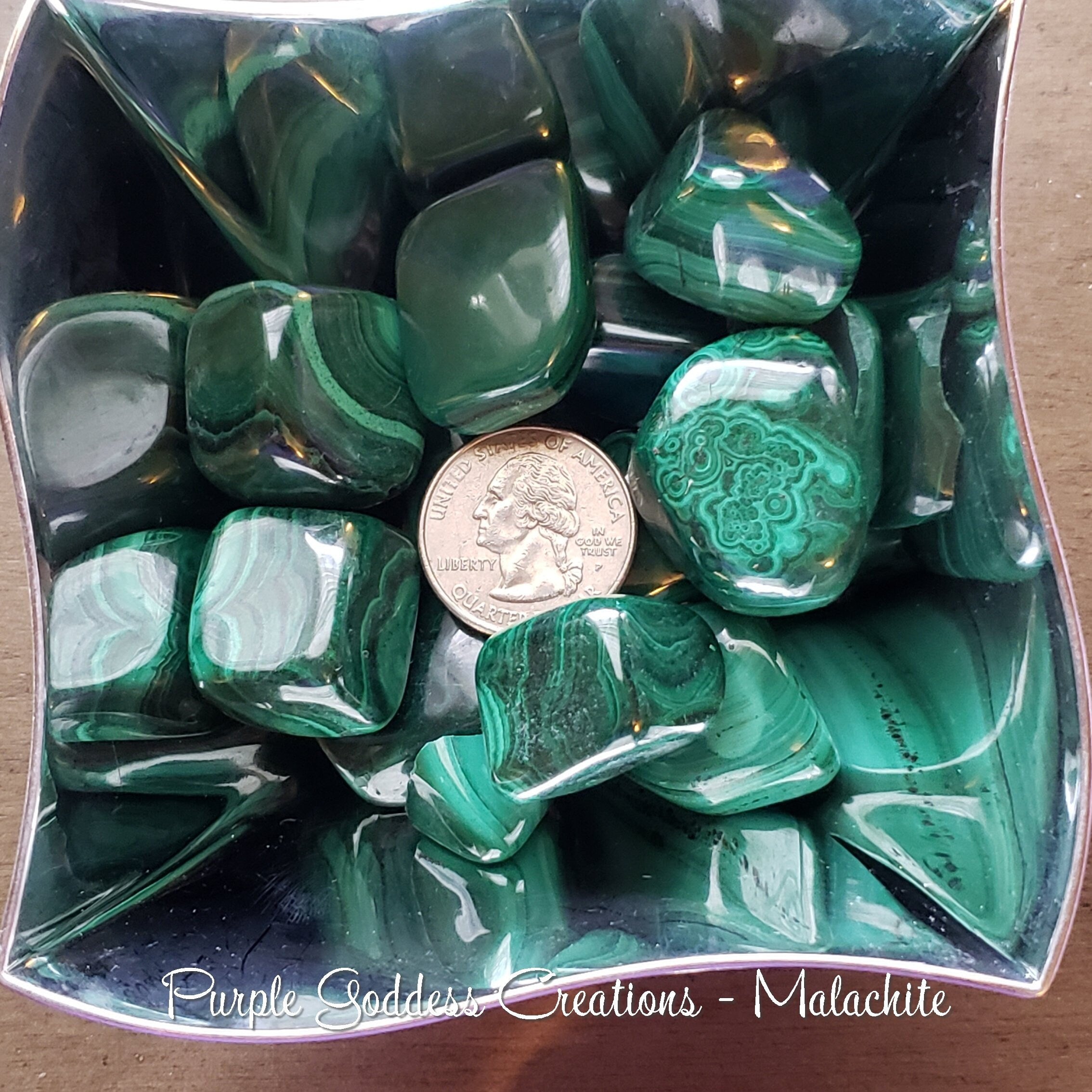 Tumbled Malachite Crystal, Healing, Creativity, and Protection