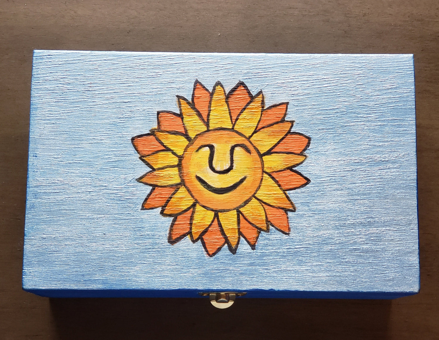Handpainted Mr. Sunshine Sunflower Trinket Box, Reiki Altar Decor