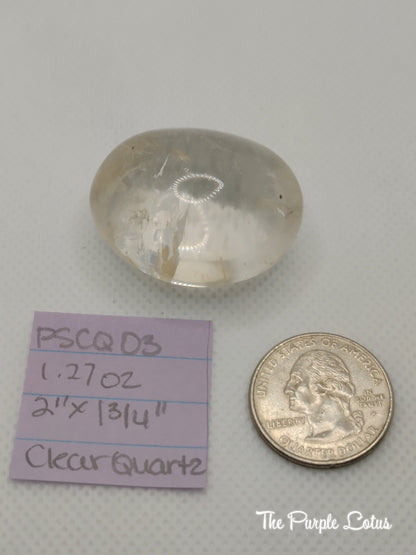 Clear Quartz Palm Stone, Cleansing, Healing, Amplify Energy, Harmony, Psychic Abilities, Clarity, Calmness, Balance, Concentration (1.27oz)
