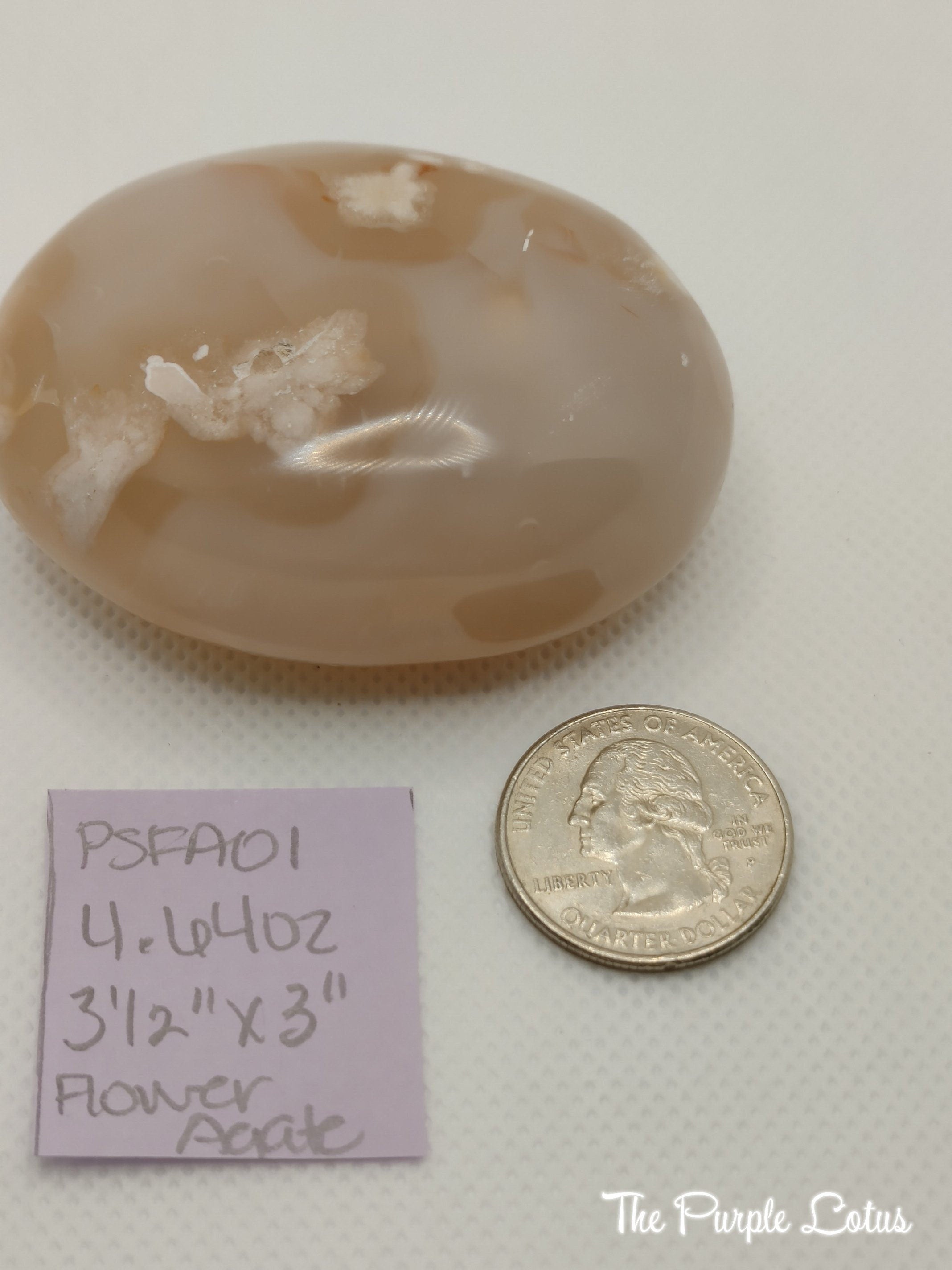 Flower Agate Palm Stone, Self Growth, Motivation, Passion, Protection, Manifesting, Healing, Love, Abundance (4.64 oz, 3 1/2&amp;quot; x 3&amp;quot;)