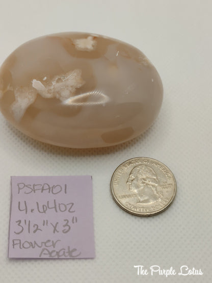 Flower Agate Palm Stone, Self Growth, Motivation, Passion, Protection, Manifesting, Healing, Love, Abundance (4.64 oz, 3 1/2&amp;quot; x 3&amp;quot;)