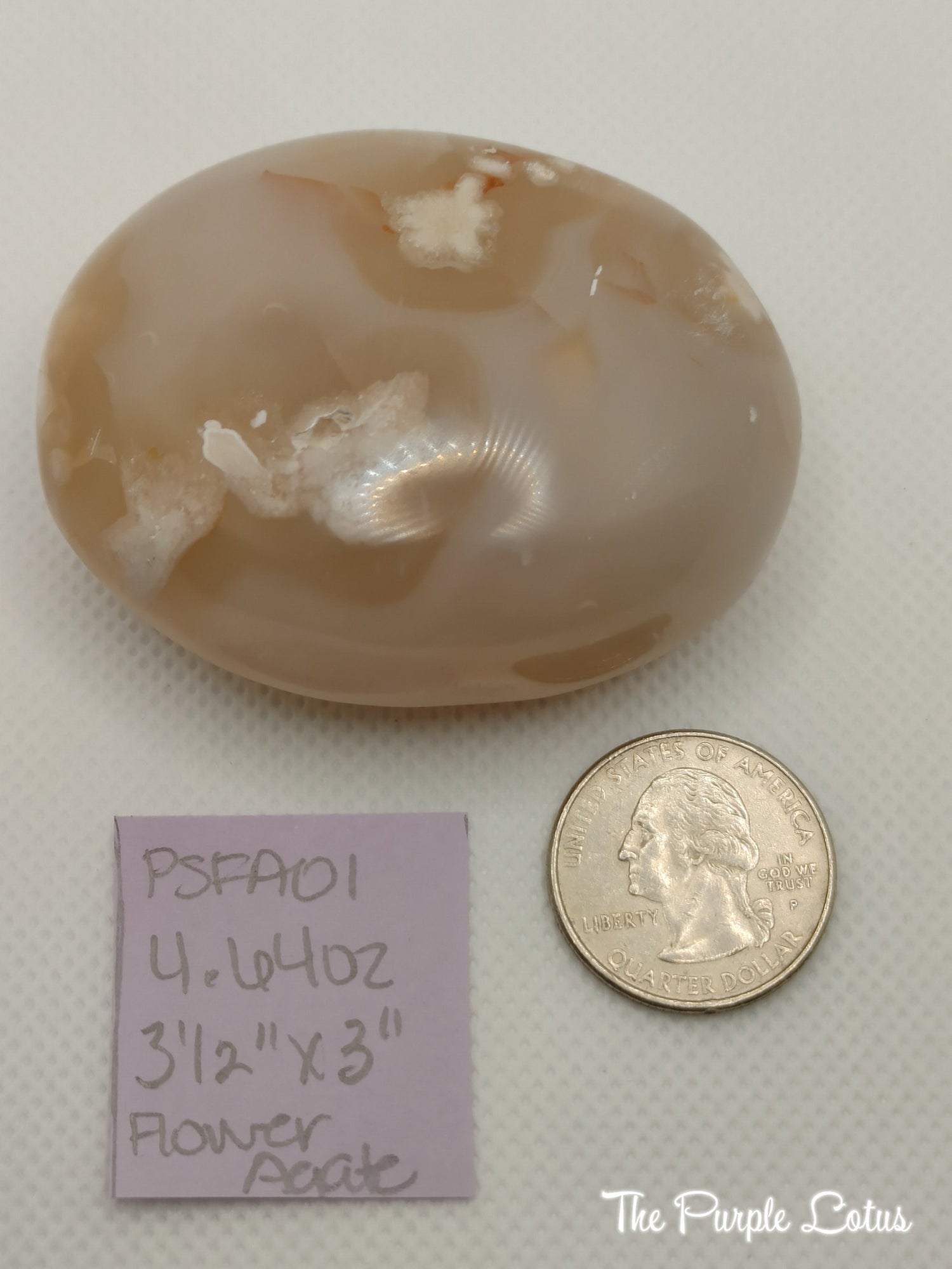 Flower Agate Palm Stone, Self Growth, Motivation, Passion, Protection, Manifesting, Healing, Love, Abundance (4.64 oz, 3 1/2&amp;quot; x 3&amp;quot;)