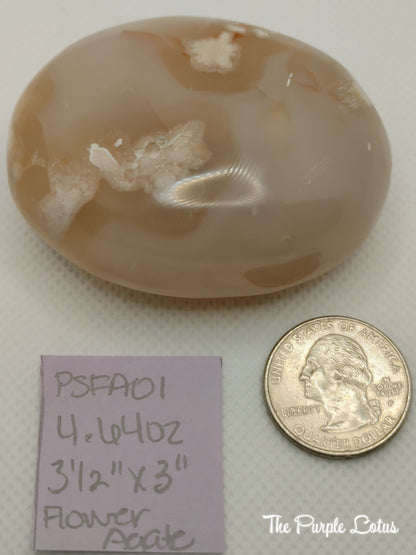 Flower Agate Palm Stone, Self Growth, Motivation, Passion, Protection, Manifesting, Healing, Love, Abundance (4.64 oz, 3 1/2&amp;quot; x 3&amp;quot;)