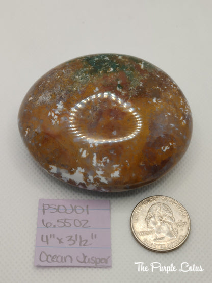 Ocean Jasper Palm Stone, Polished Crystal (4&amp;quot; x 3 1/2&amp;quot;)