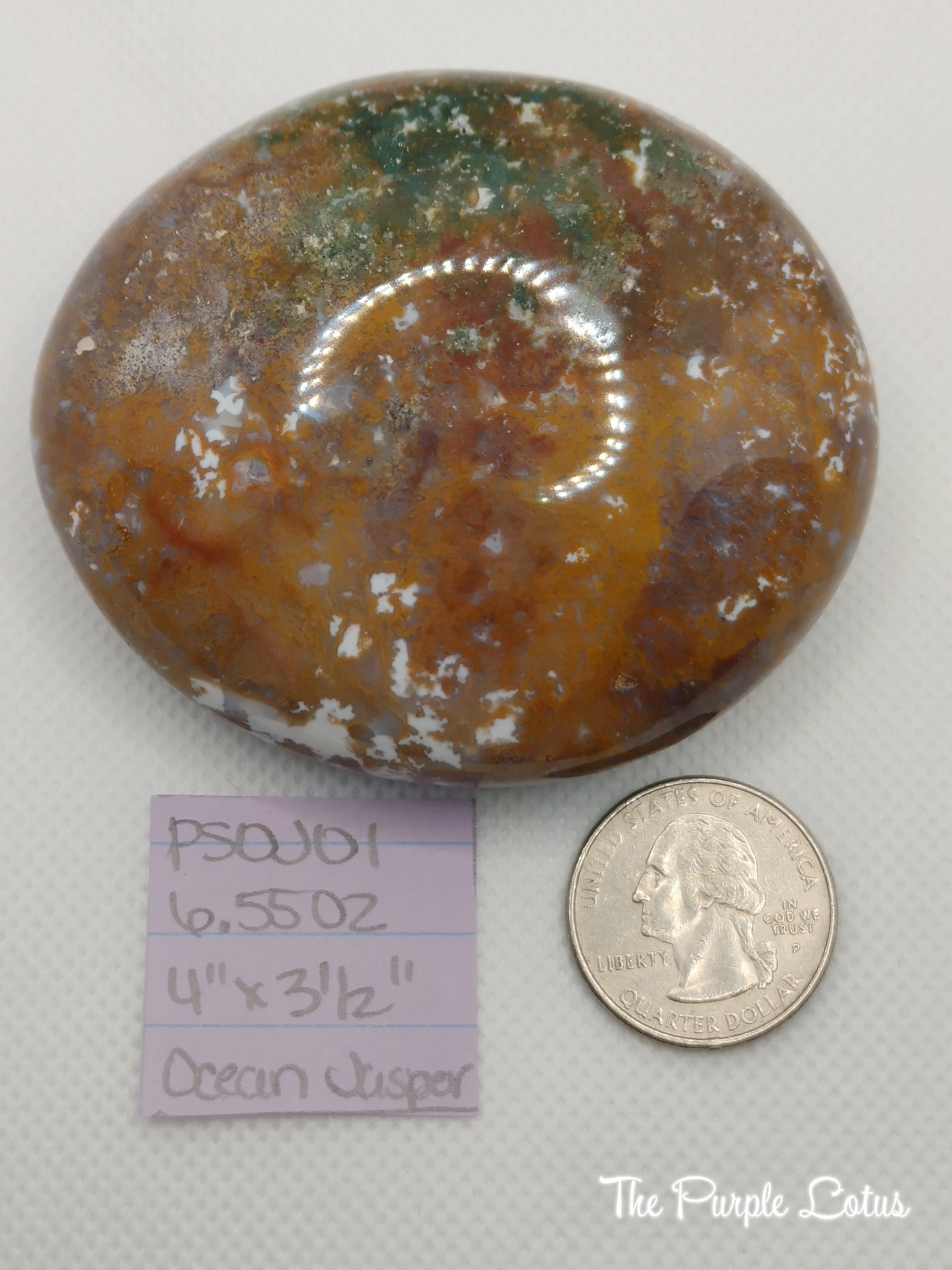 Ocean Jasper Palm Stone, Polished Crystal (4&amp;quot; x 3 1/2&amp;quot;)