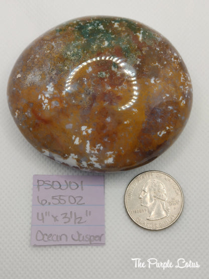 Ocean Jasper Palm Stone, Polished Crystal (4&amp;quot; x 3 1/2&amp;quot;)