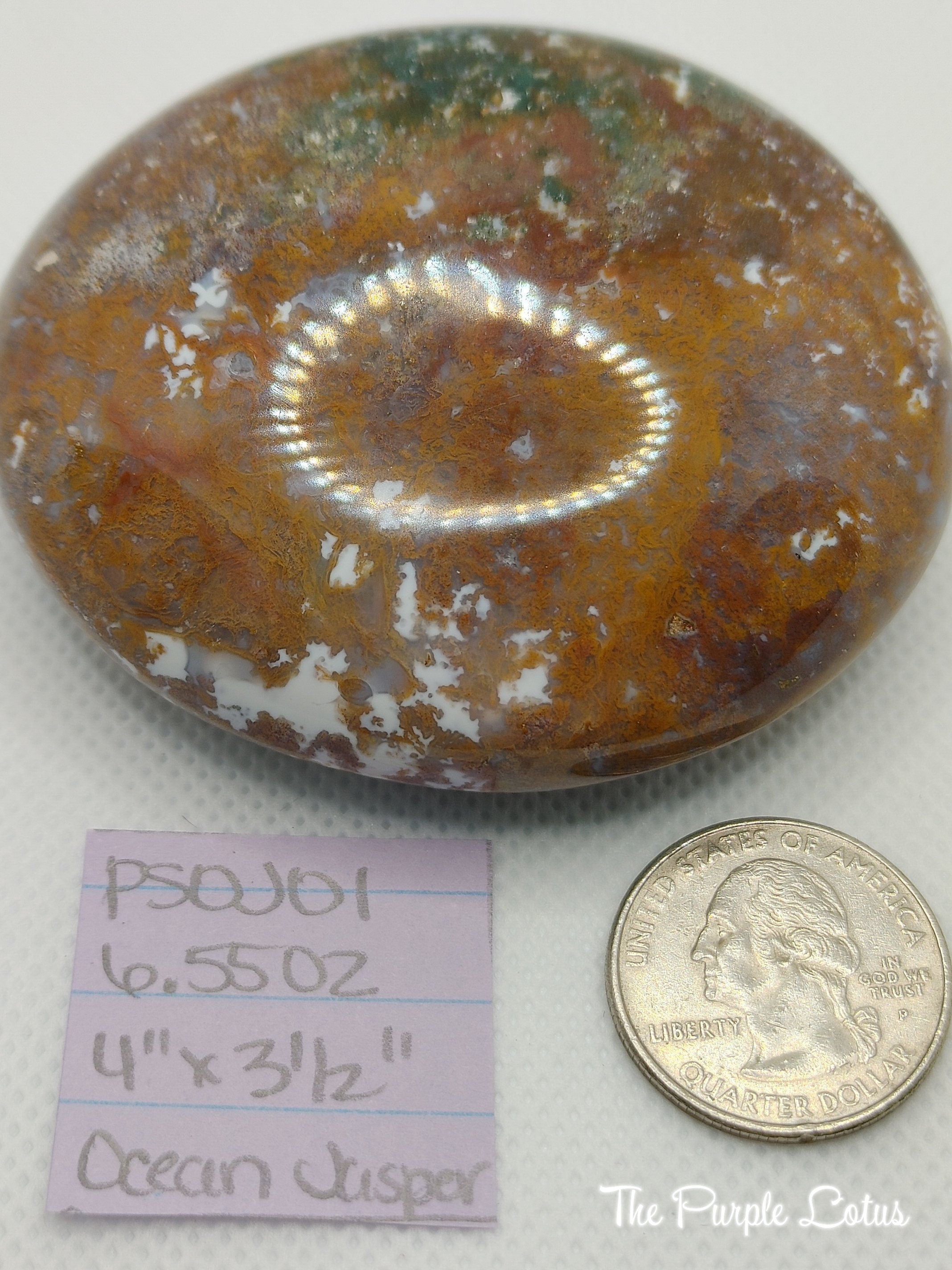 Ocean Jasper Palm Stone, Polished Crystal (4&amp;quot; x 3 1/2&amp;quot;)