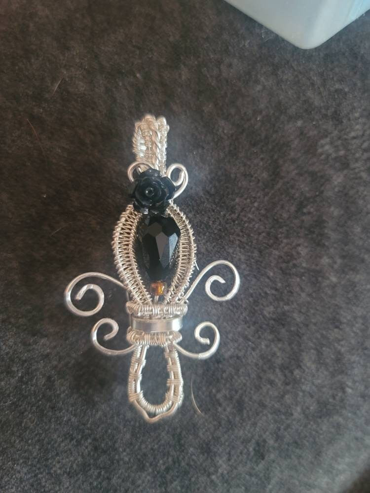 Copper Silver fleur de lis pendant, bohemian jewelry for women, copper jewelry handmade, unique ornate wire jewelry,  gifts for women sister