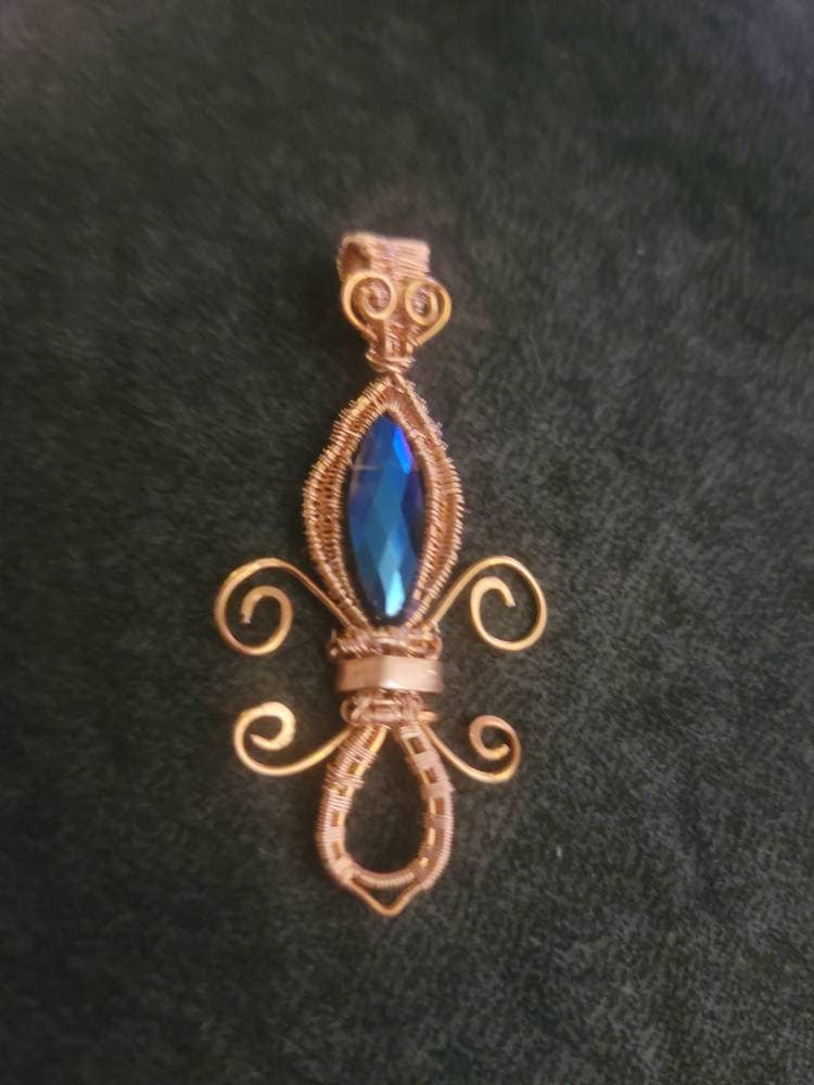 Copper Silver fleur de lis pendant, bohemian jewelry for women, copper jewelry handmade, unique ornate wire jewelry,  gifts for women sister