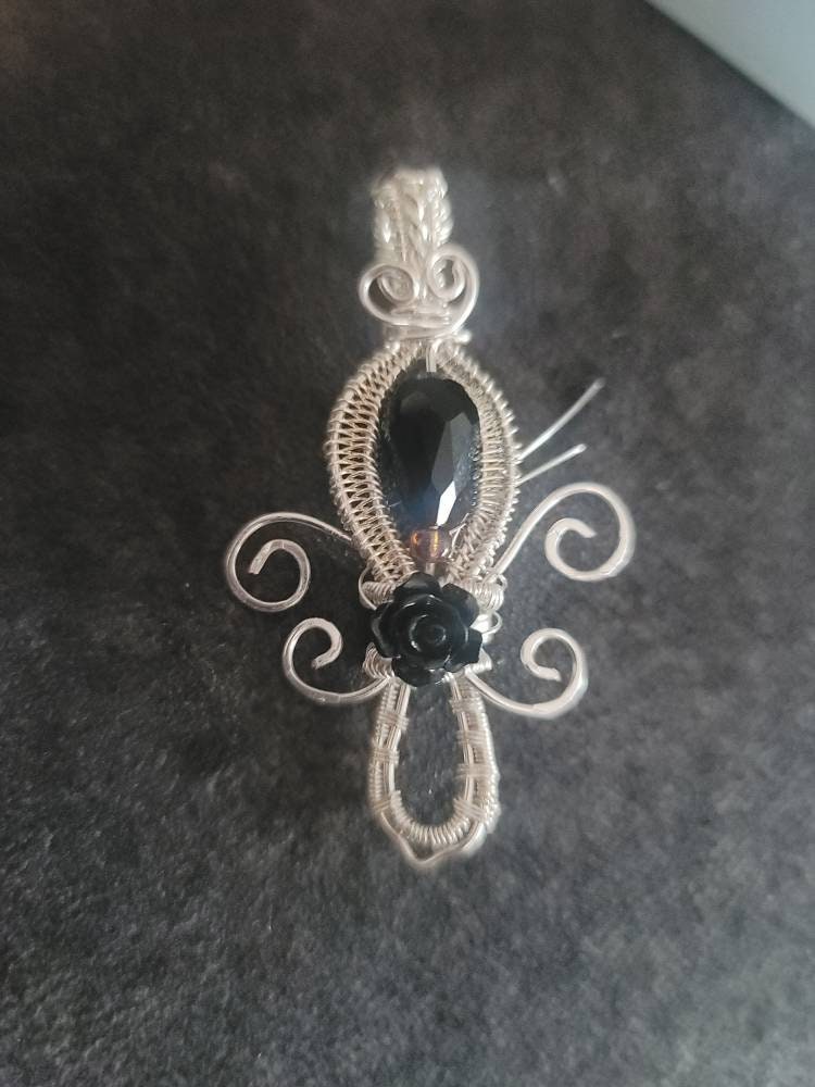 Copper Silver fleur de lis pendant, bohemian jewelry for women, copper jewelry handmade, unique ornate wire jewelry,  gifts for women sister