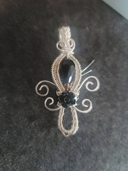 Copper Silver fleur de lis pendant, bohemian jewelry for women, copper jewelry handmade, unique ornate wire jewelry,  gifts for women sister