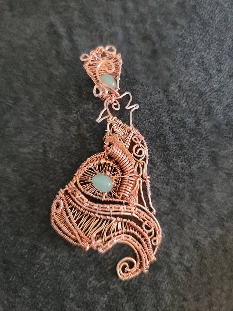 Copper spirit animal wolf necklace men, bohemian jewelry women, copper jewelry handmade, coyote necklace, southwestern,wolf, agate, amethyst