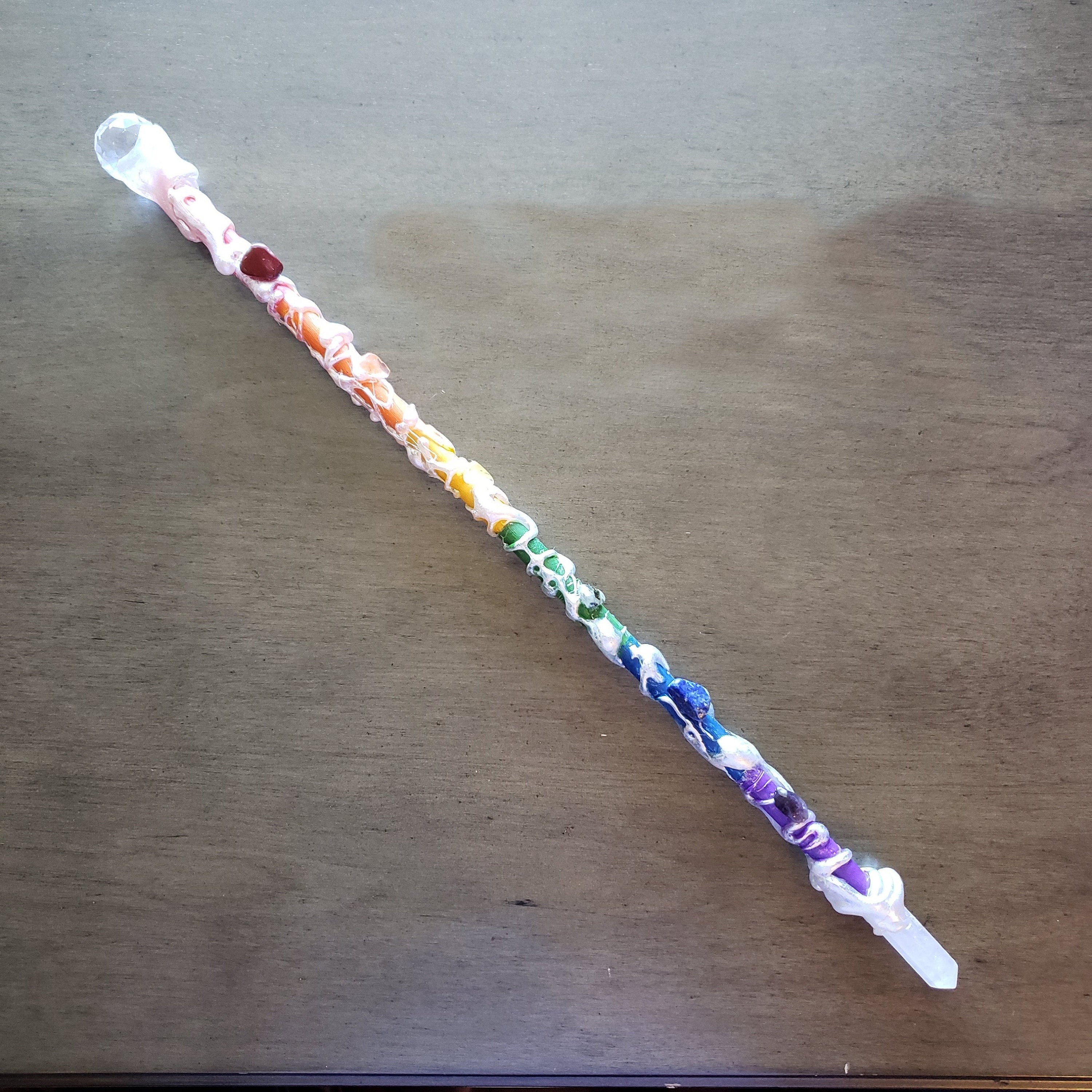 Rainbow Crystal Pride Wand, Red Jasper, Lapis Lazuli, Amethyst