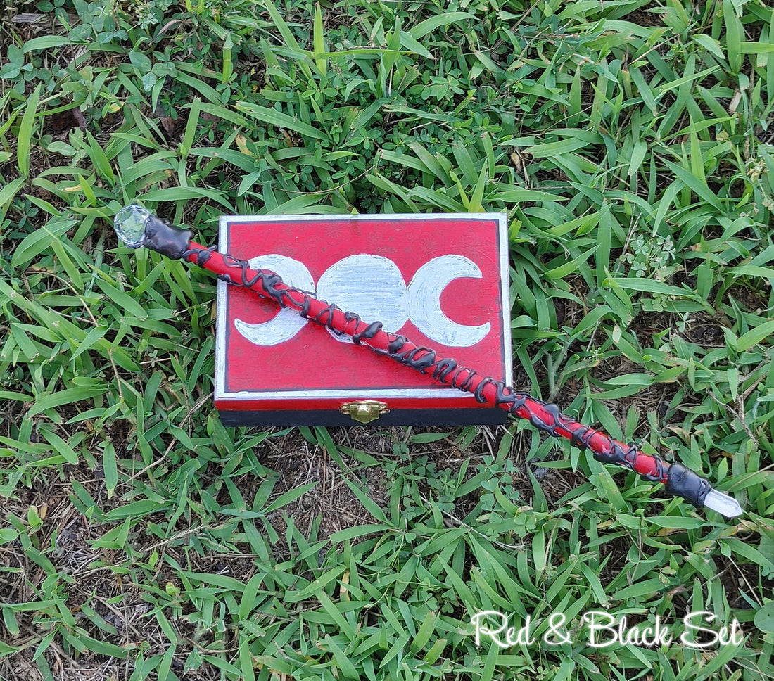 Custom Witch Wand &amp; Altar Box Set: Pagan Ritual Wand, Handmade