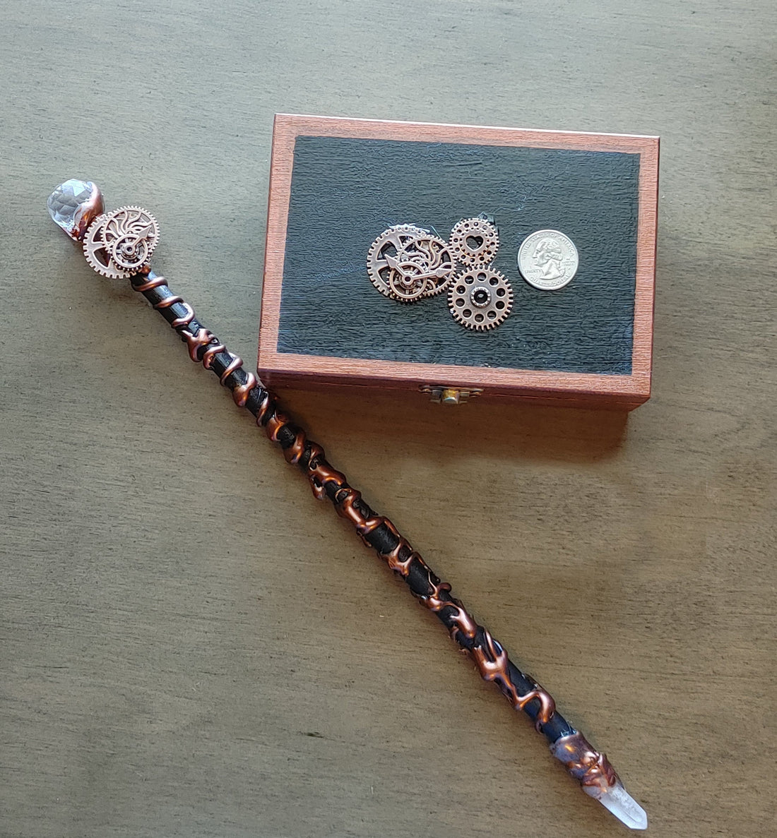 Custom Witch Wand &amp; Altar Box Set: Pagan Ritual Wand, Handmade