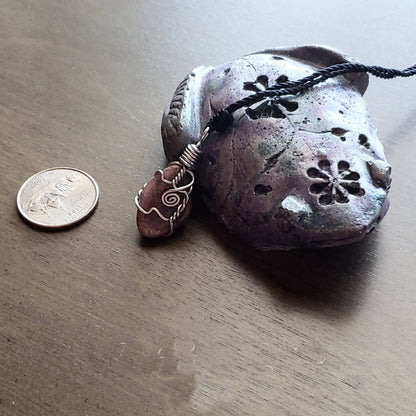 Lepidolite Wire Wrap Crystal Necklace, Copper Metaphysical Jewelry JN13