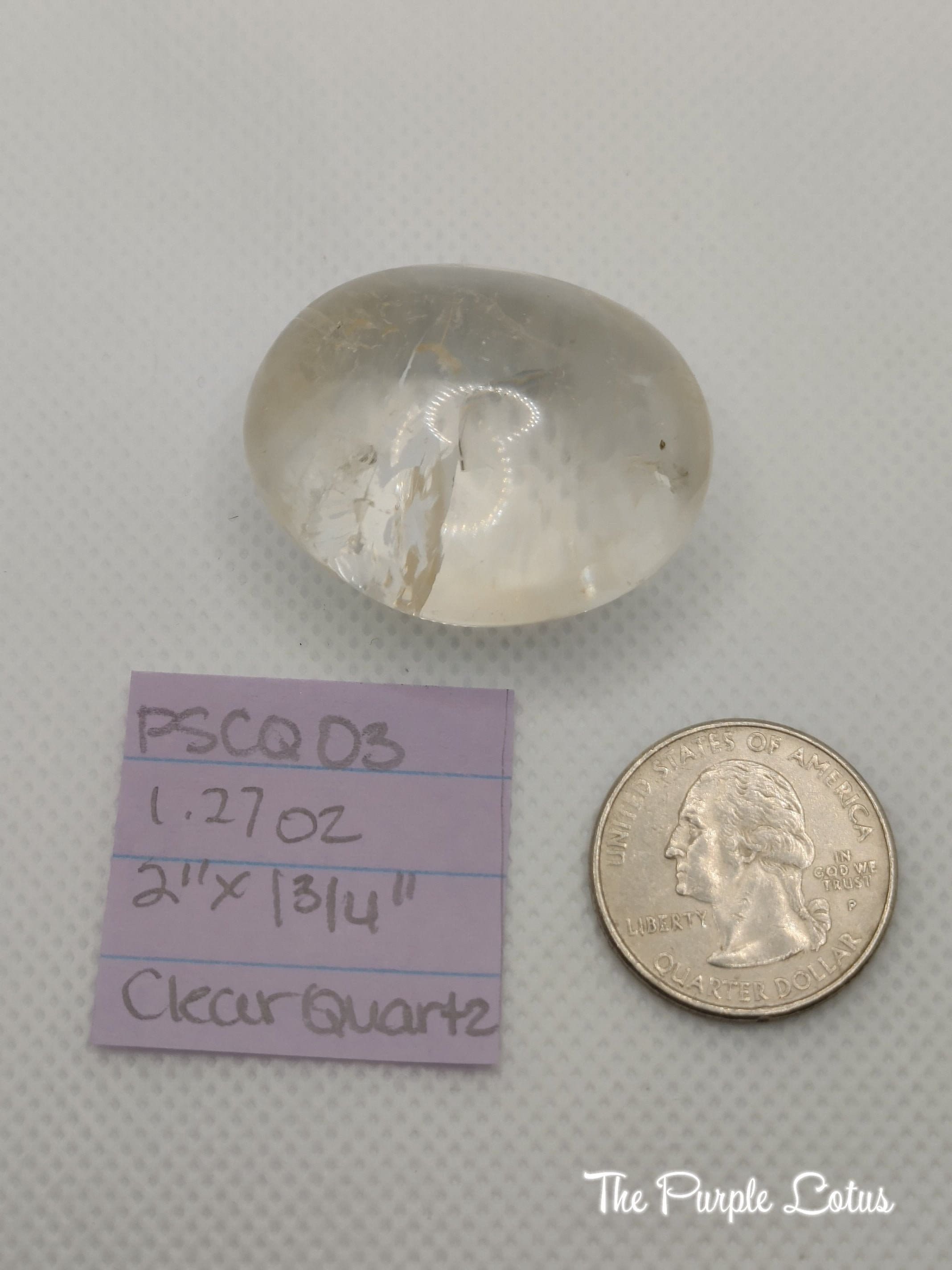 Clear Quartz Palm Stone, Cleansing, Healing, Amplify Energy, Harmony, Psychic Abilities, Clarity, Calmness, Balance, Concentration (1.27oz)