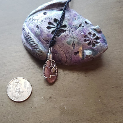 Lepidolite Wire Wrap Crystal Necklace, Copper Metaphysical Jewelry JN13