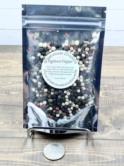 Rainbow Peppercorn, Enhance Spells, Love, Luck, Passion, Warding, Luck, Fertility, Wealth, Goals, Wishes, Protection (1 oz)