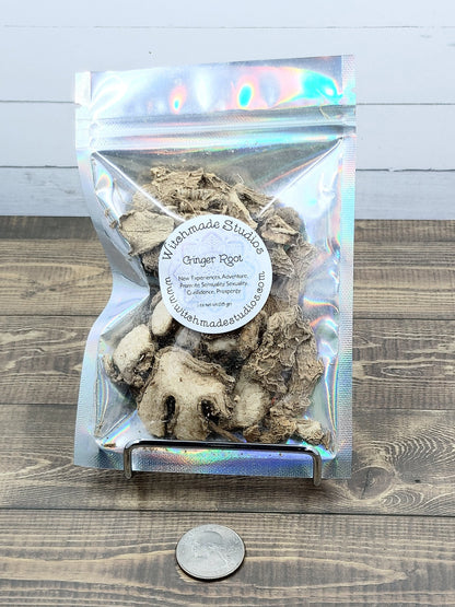 Ginger Root Cut Herb, New Experiences, Adventure, Promote Sensuality, Sexuality, Confidence, Prosperity, Love, Money, Success, Power (1 oz)