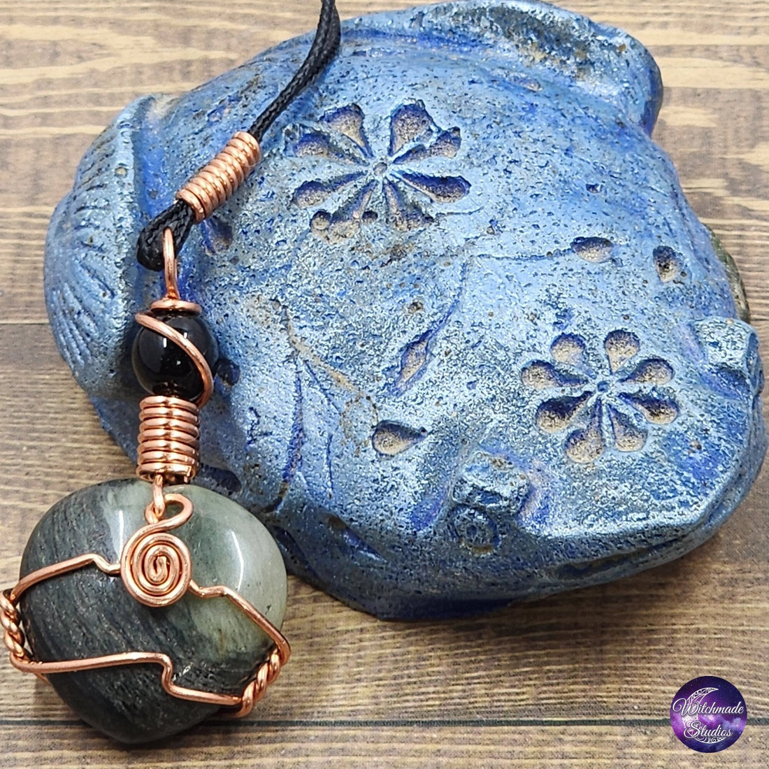 Imperial Jasper Wire Wrap Crystal Necklace, Copper Metaphysical Jewelry JN173