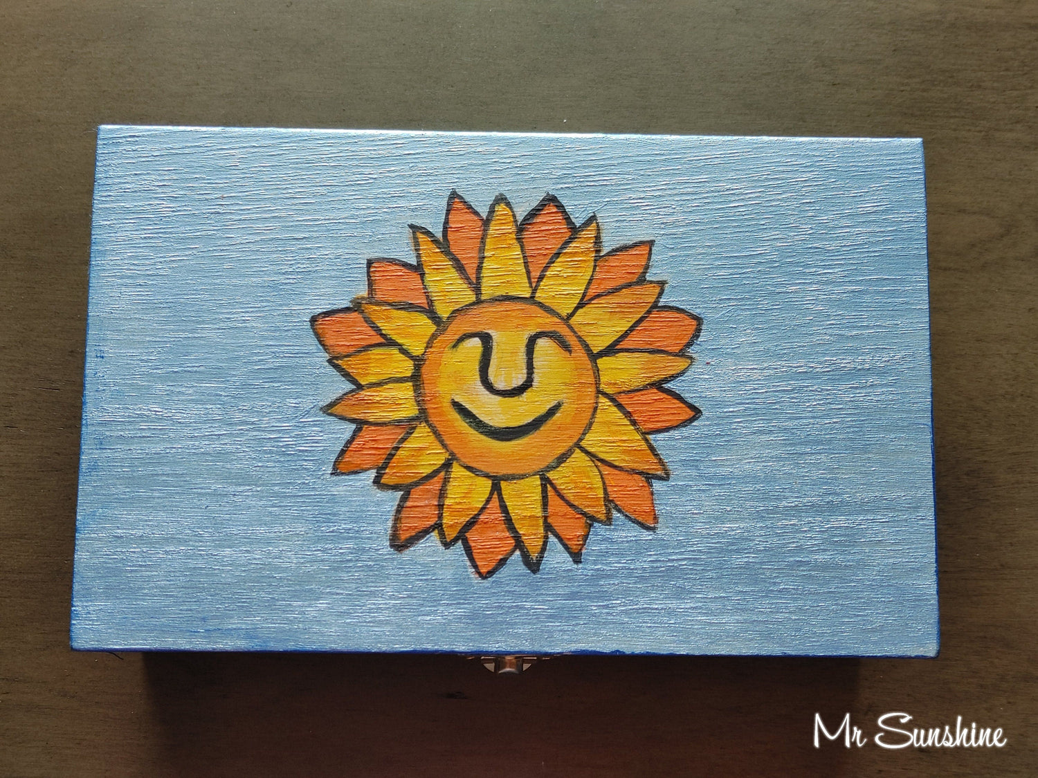 Handpainted Mr. Sunshine Sunflower Trinket Box, Reiki Altar Decor