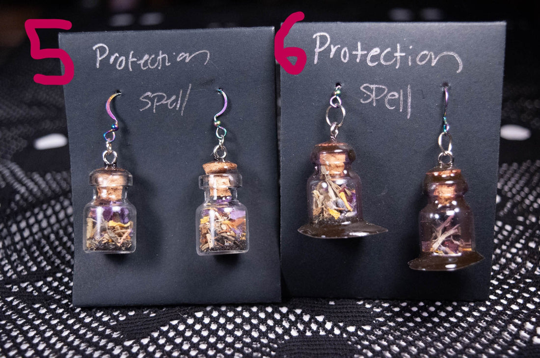 Protection Spell Jar Earrings.