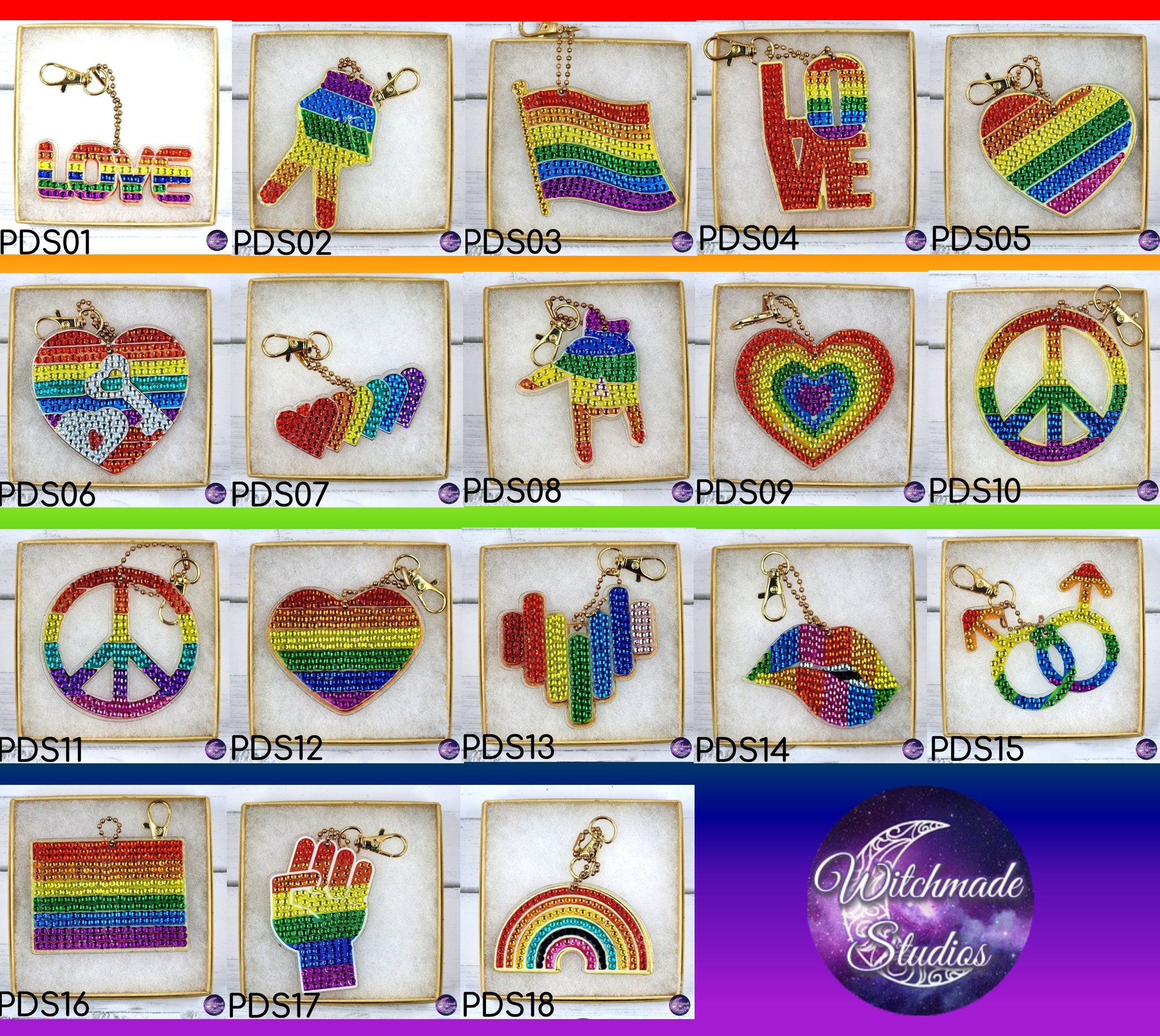 Pride Keychain, Diamond Painting Ornament, LGBTQIA Suncatcher