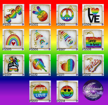 Pride Diamond Painting Keychain, LGBTQIA Ornament, Suncatcher