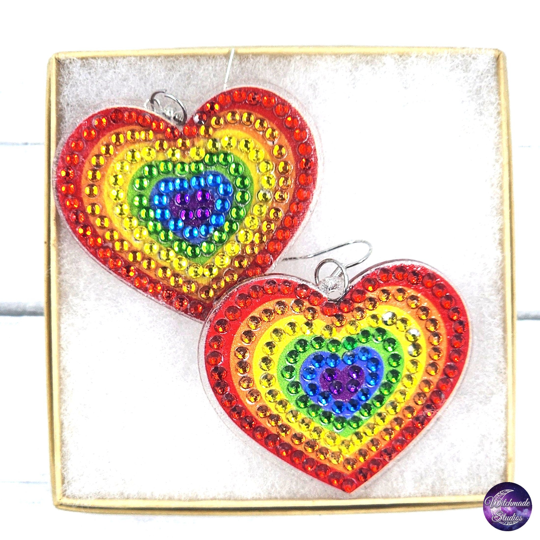 Pride Diamond Painting Earrings, LGBTQIA Acrylic Jewelry