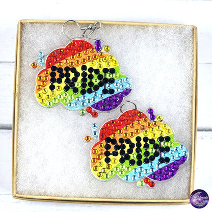 Pride Diamond Painting Earrings, LGBTQIA Acrylic Jewelry