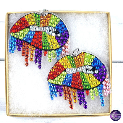 Pride Diamond Painting Earrings, LGBTQIA Acrylic Jewelry