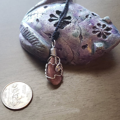 Lepidolite Wire Wrap Crystal Necklace, Copper Metaphysical Jewelry JN13